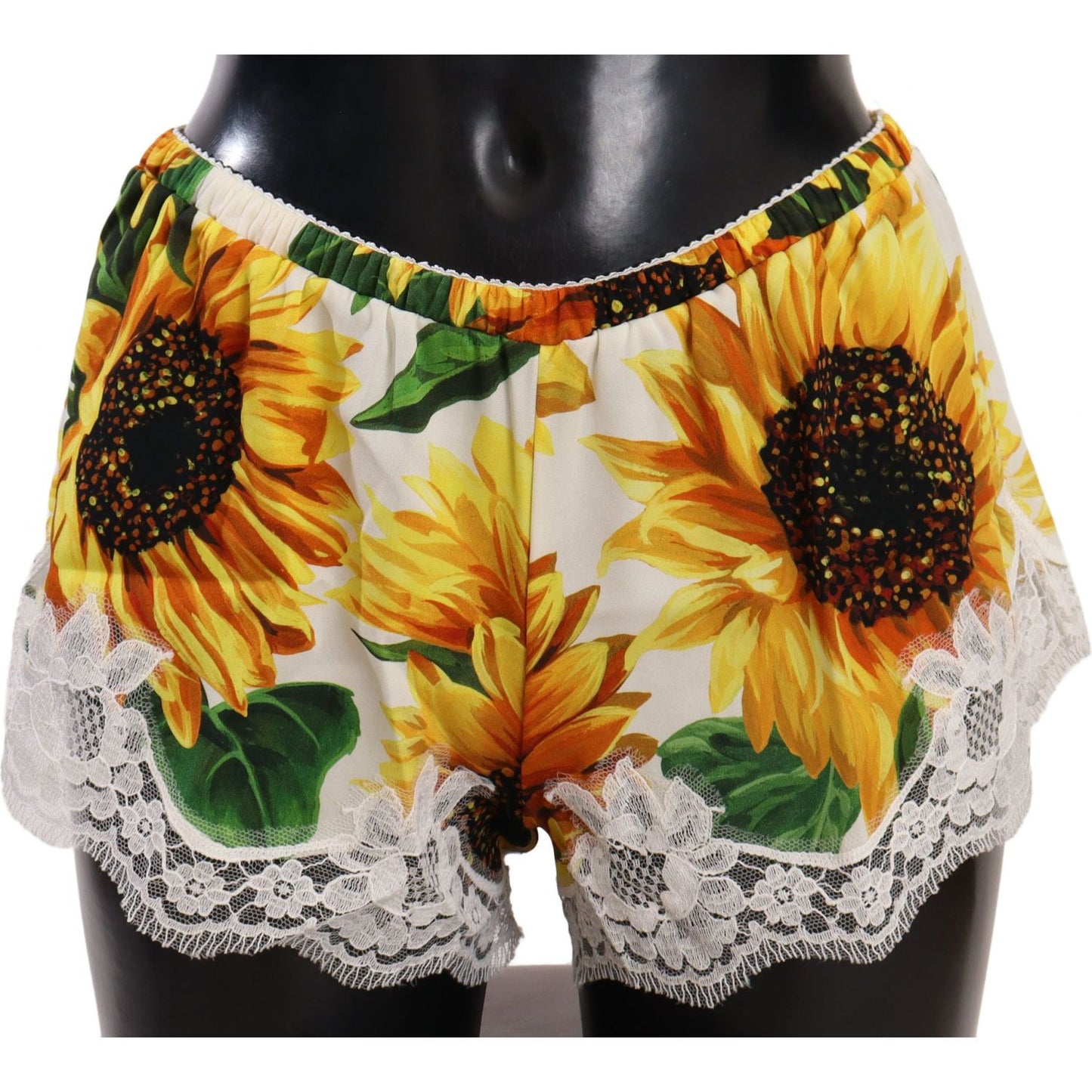 Dolce & Gabbana Sunflower Lace Lingerie Shorts - Silk Blend WOMAN UNDERWEAR Dolce & Gabbana Black