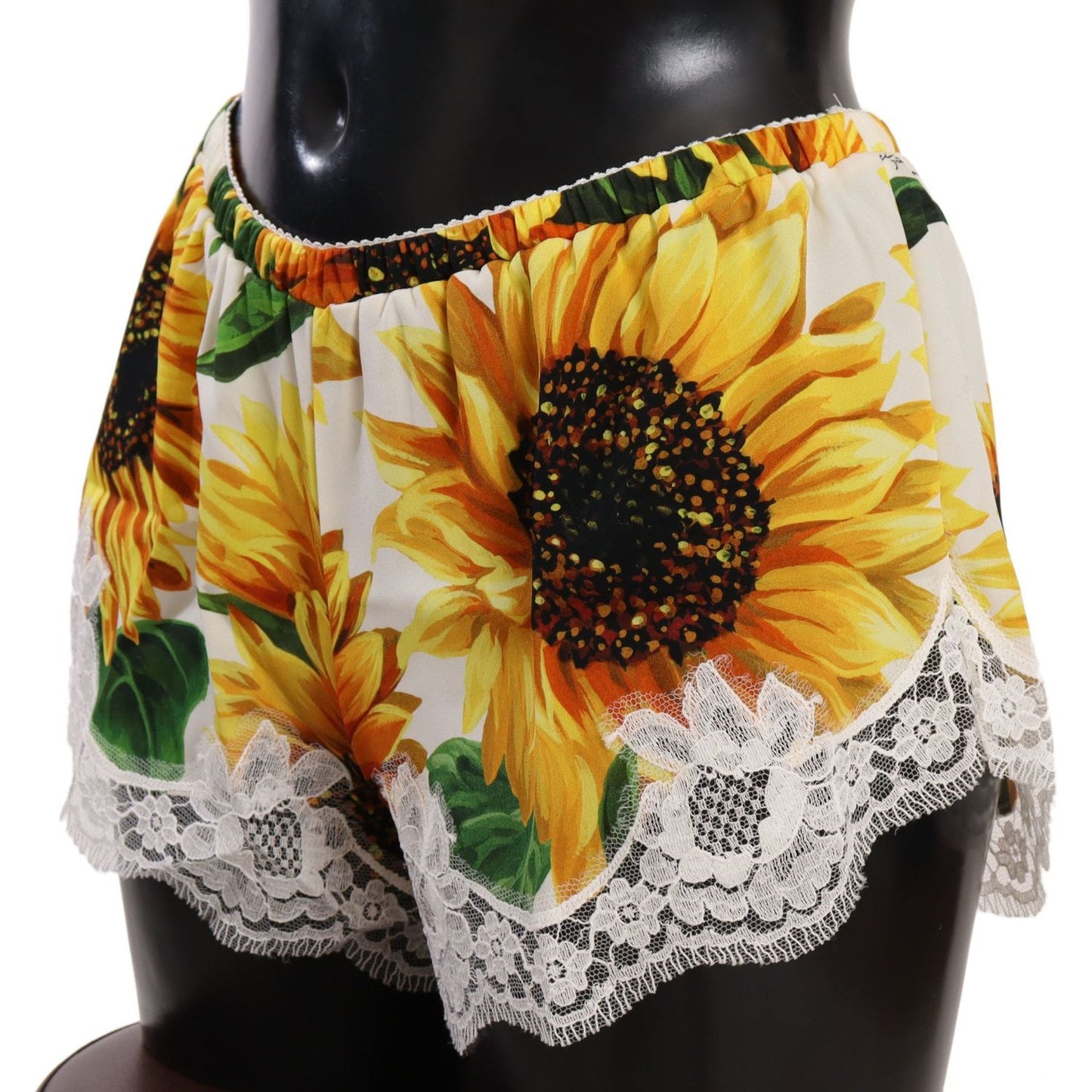 Dolce & Gabbana Sunflower Lace Lingerie Shorts - Silk Blend WOMAN UNDERWEAR Dolce & Gabbana Dark Khaki
