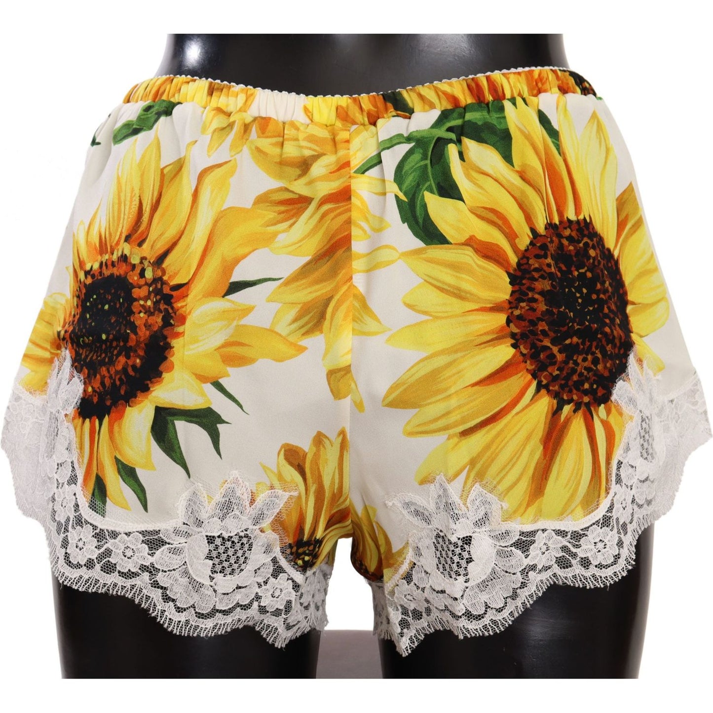 Dolce & Gabbana Sunflower Lace Lingerie Shorts - Silk Blend WOMAN UNDERWEAR Dolce & Gabbana Dark Slate Gray