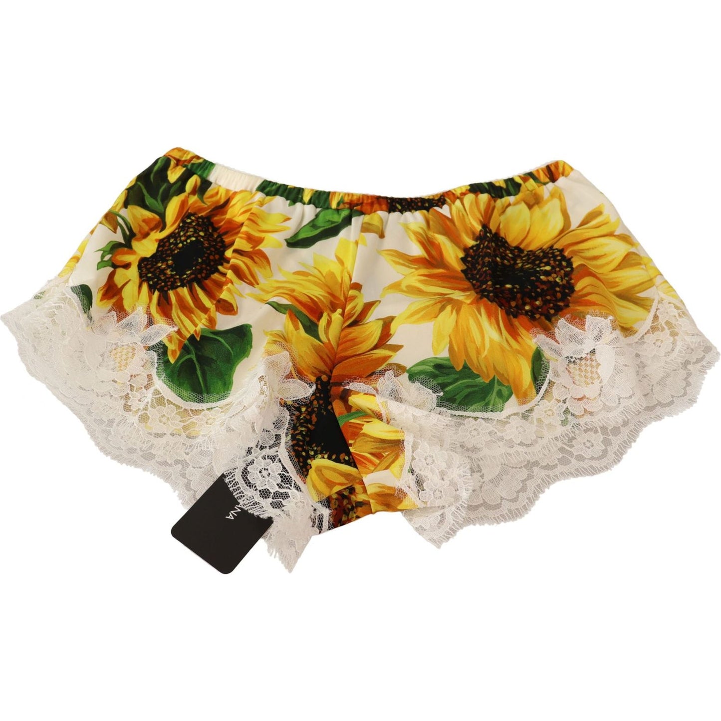 Dolce & Gabbana Sunflower Lace Lingerie Shorts - Silk Blend WOMAN UNDERWEAR Dolce & Gabbana Gray