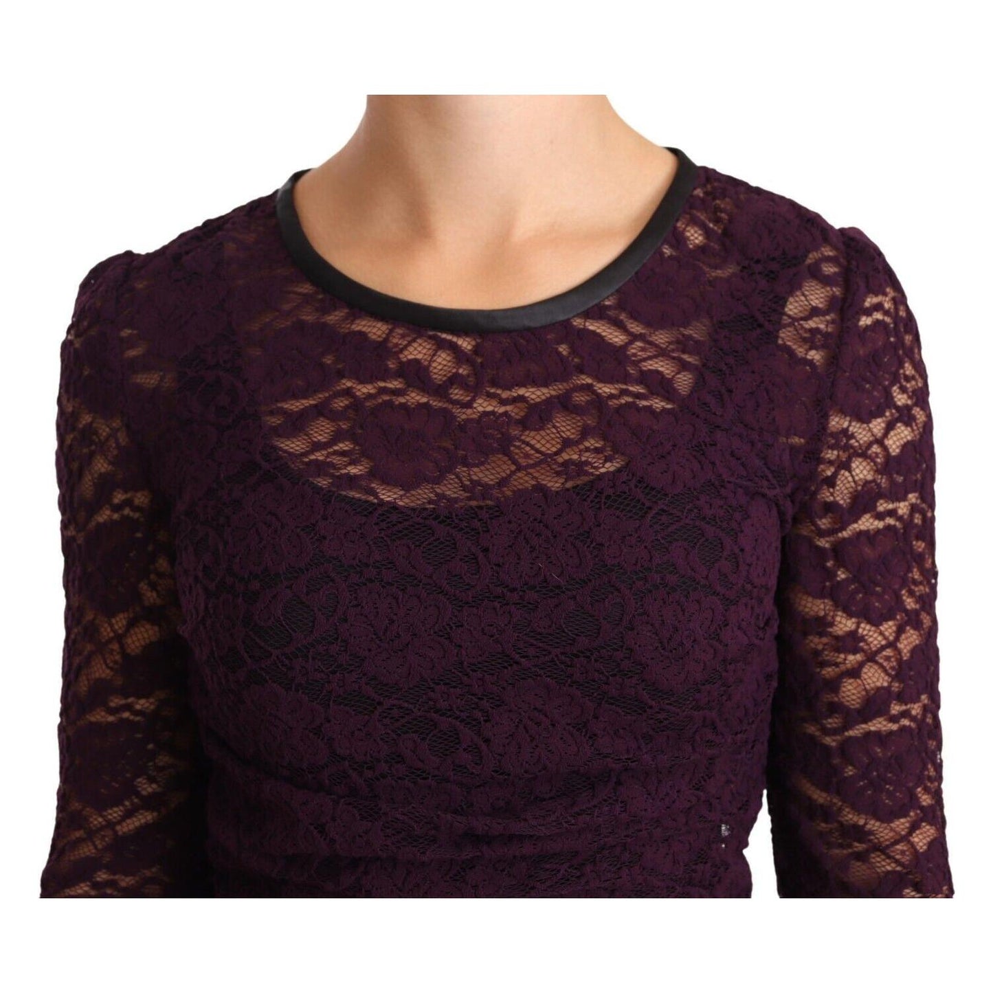 Dolce & Gabbana Elegant Sheer Lace Long Sleeve Blouse Blouse Top Dolce & Gabbana Black