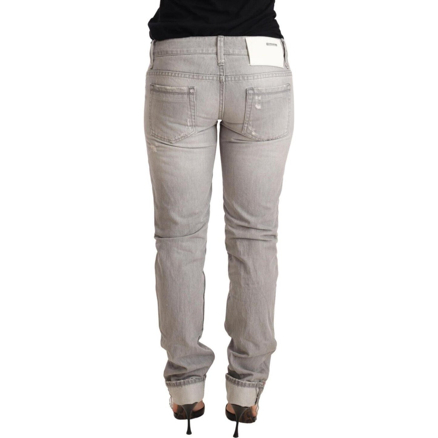 Acht Chic Slim Fit Tattered Gray Wash Jeans Jeans & Pants Acht Dark Gray
