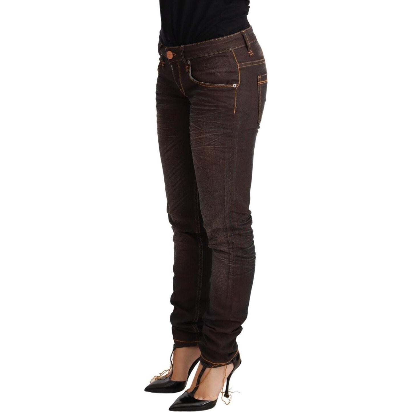 Acht Chic Low Waist Skinny Brown Jeans Jeans & Pants Acht Black