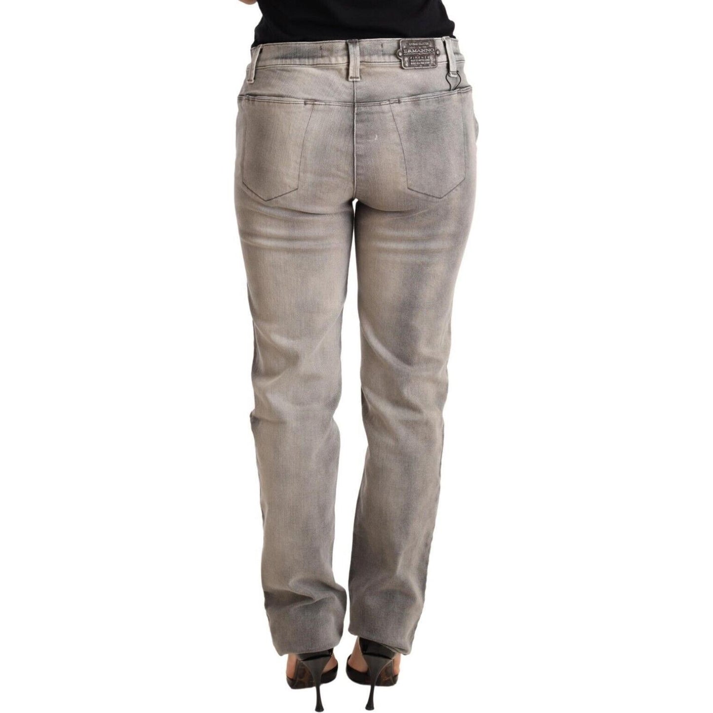 Ermanno Scervino Chic Gray Washed Low Waist Skinny Jeans Jeans & Pants Ermanno Scervino Light Slate Gray