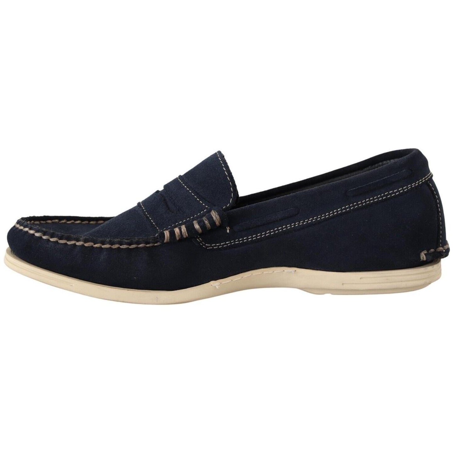 Pollini Chic Suede Blue Moccasins for Men MAN LOAFERS Pollini Black