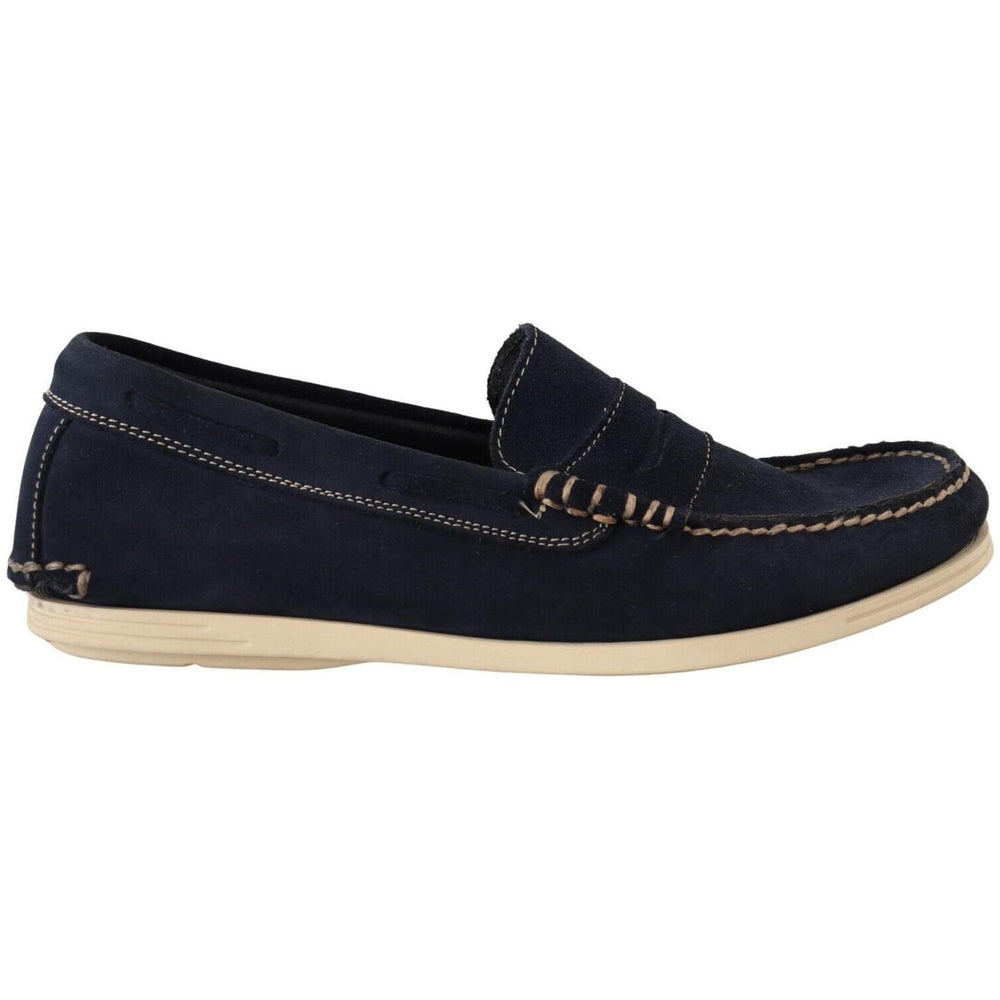 Pollini Chic Suede Blue Moccasins for Men MAN LOAFERS Pollini Gray