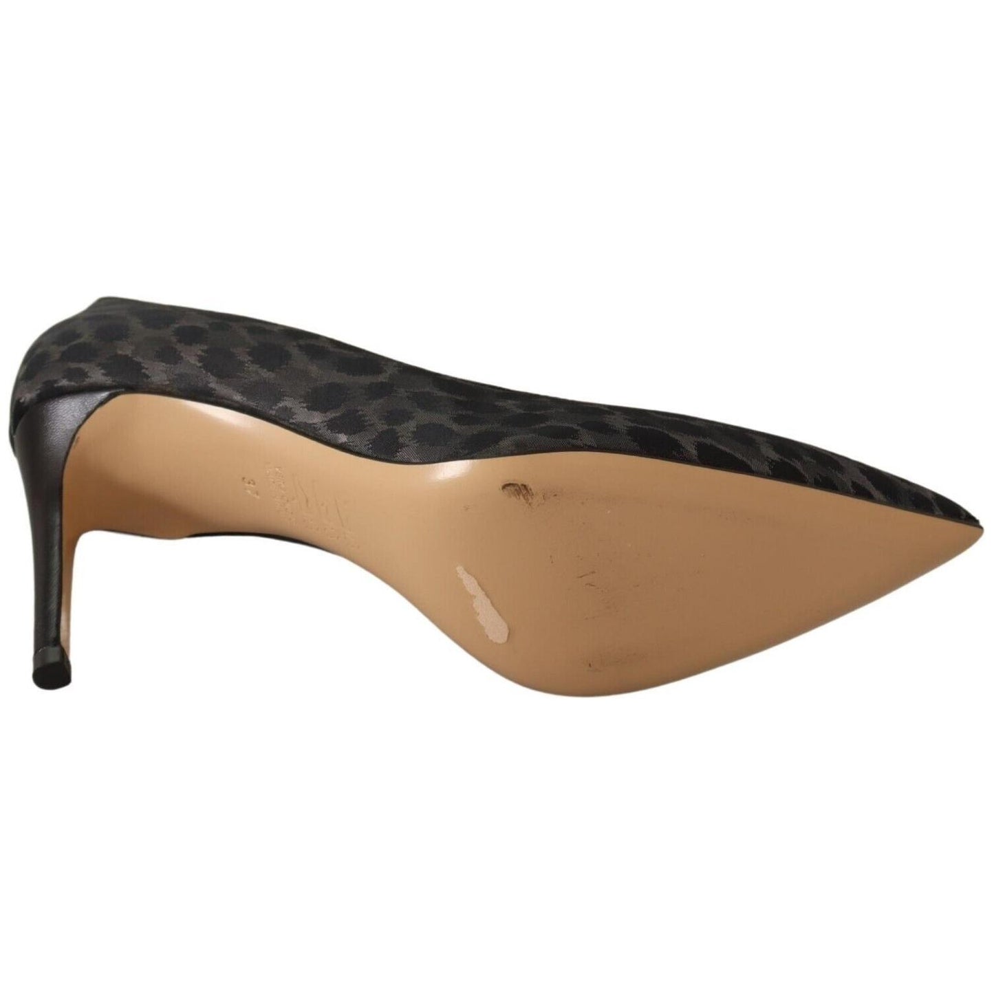 Sofia Black Leopard Leather Stiletto High Heels Pumps Shoes LA9379 - 39
