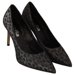 Sofia Black Leopard Leather Stiletto High Heels Pumps Shoes LA9379 - 39