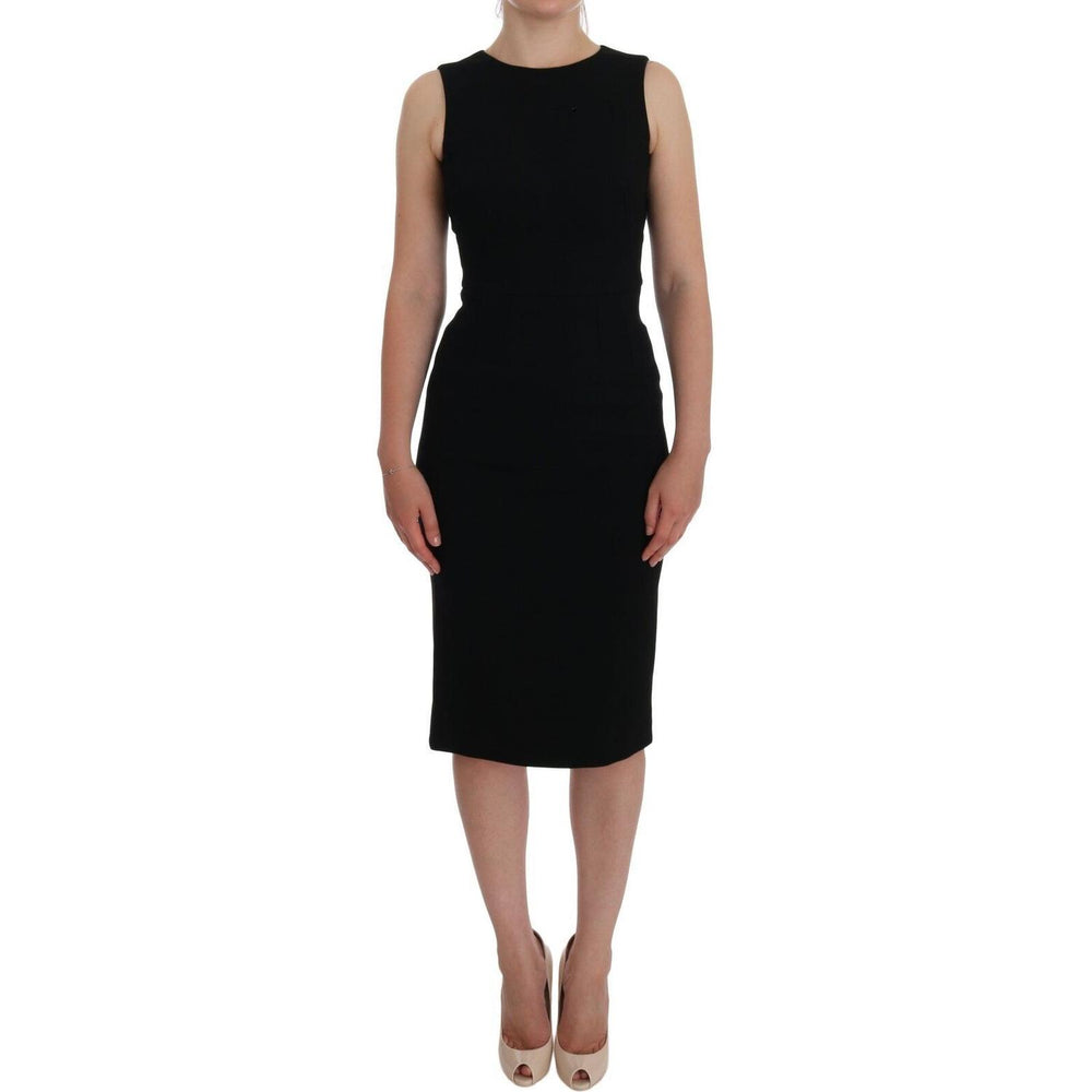 Dolce & Gabbana Black Stretch Crystal Sheath Gown Dress DR1041- 38