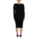 GF Ferre Black Long Sleeves Sweetheart Neck Midi Dress DR28585 - 40
