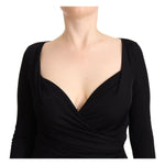GF Ferre Black Long Sleeves Sweetheart Neck Midi Dress DR28585 - 40