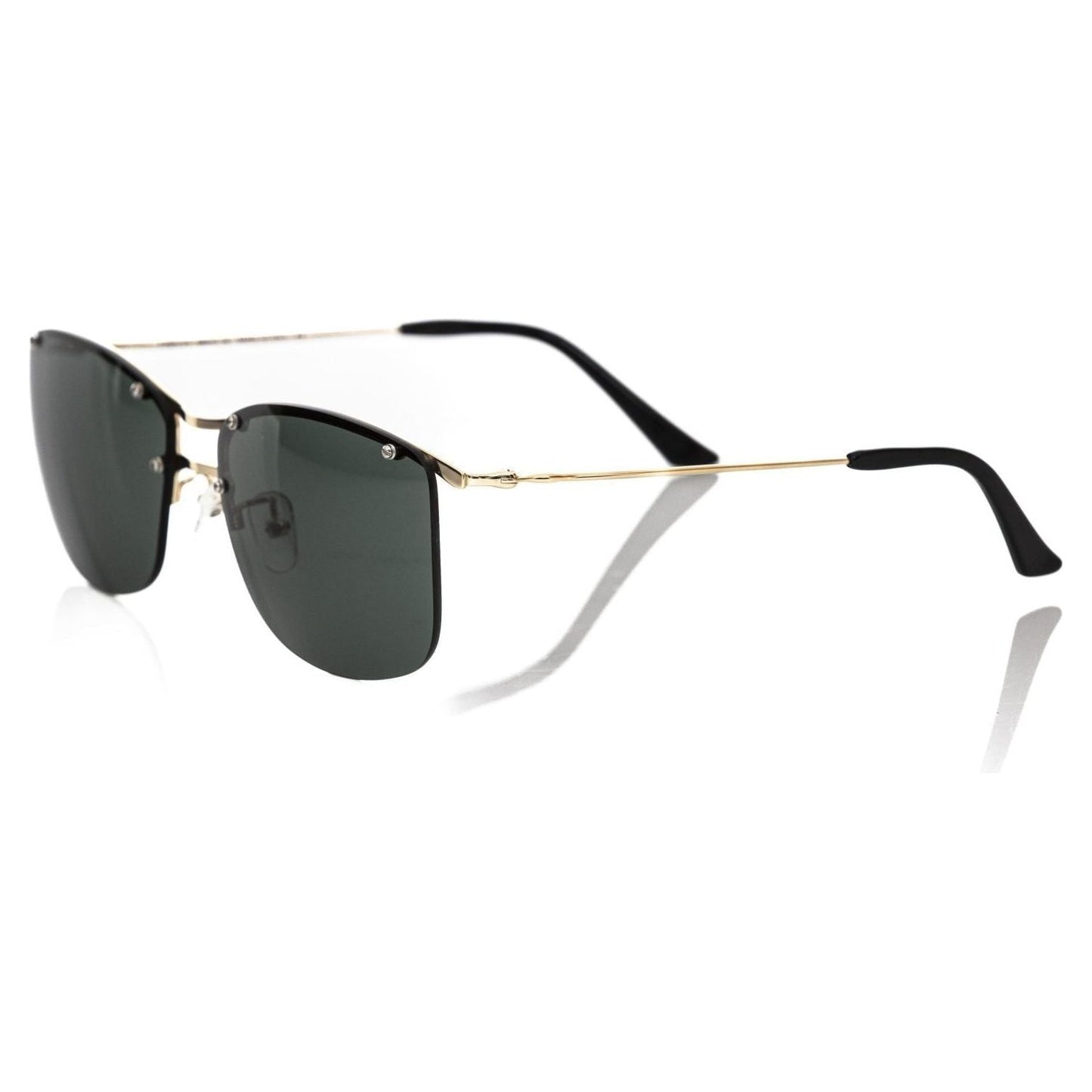 Frankie Morello Black Metallic Fiber Men Sunglass Frankie Morello Dark Slate Gray