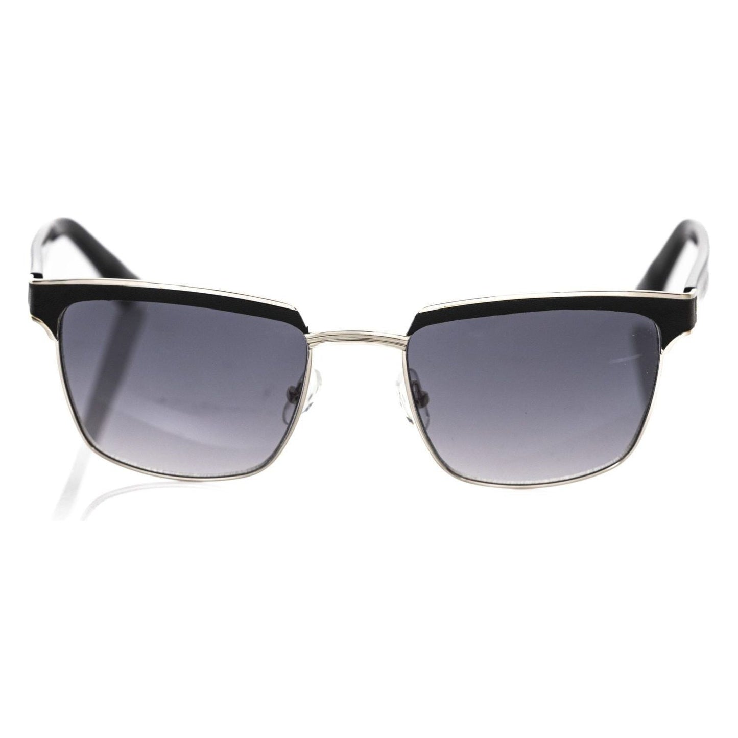 Frankie Morello Black Metallic Fiber Men Sunglass Frankie Morello Slate Gray