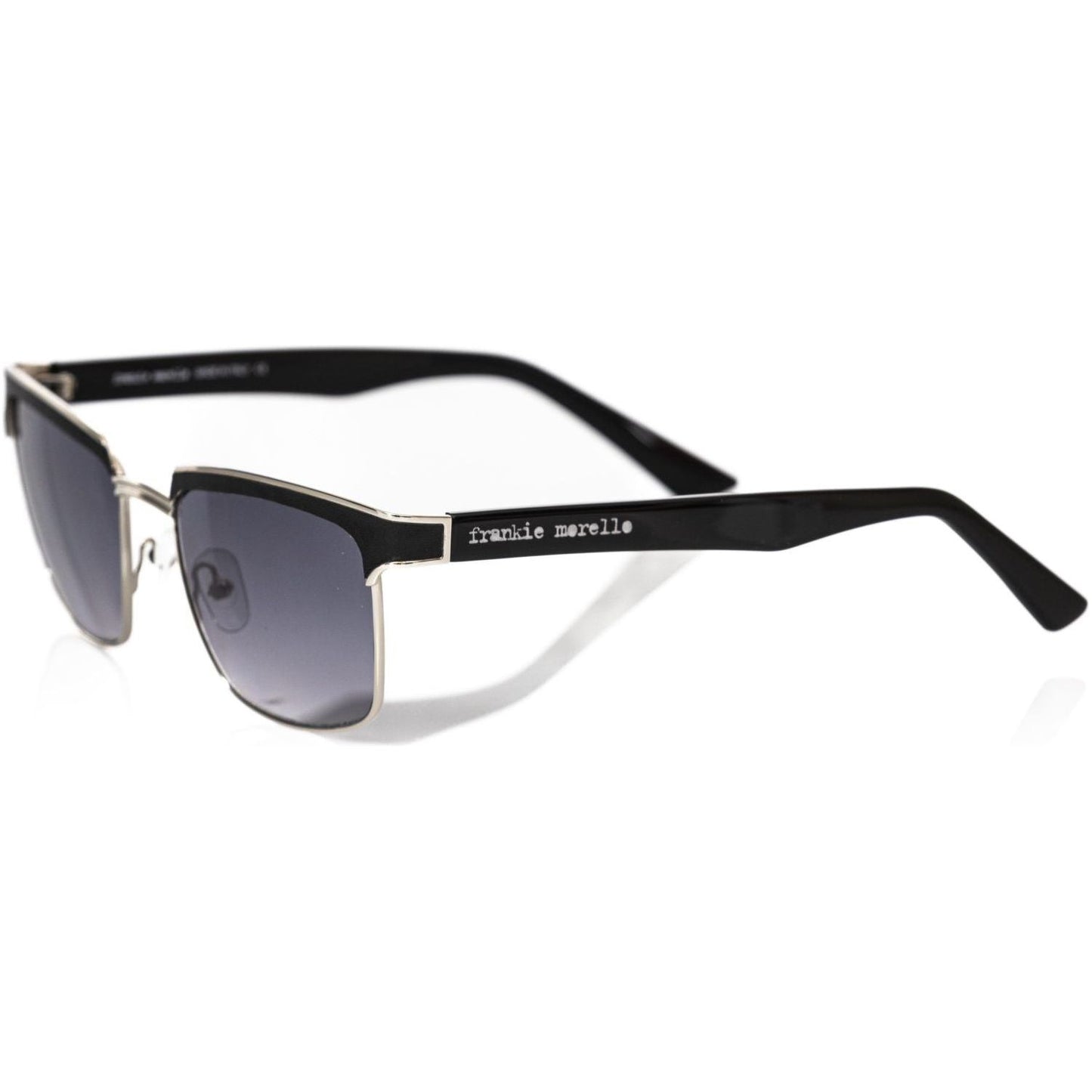Frankie Morello Black Metallic Fiber Men Sunglass Frankie Morello Dark Slate Gray