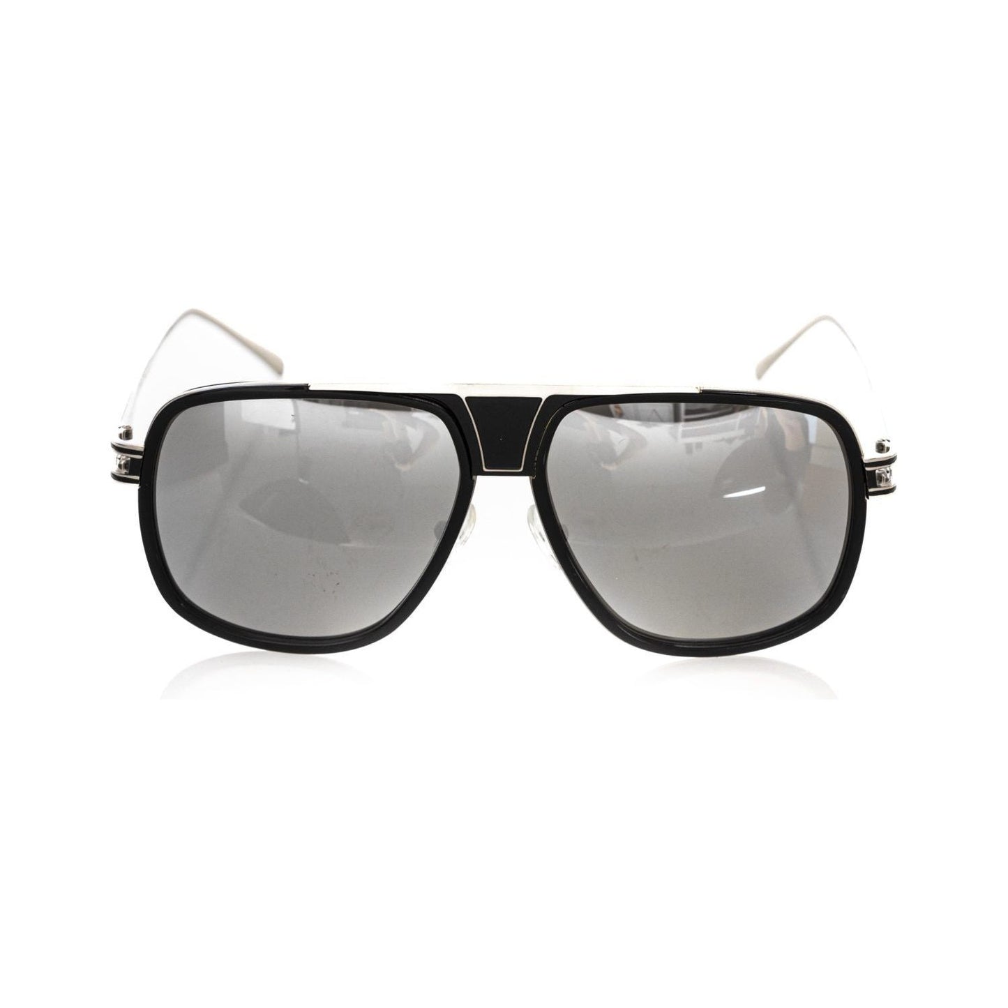 Frankie Morello Black Metallic Men Sunglasses Frankie Morello Dark Gray