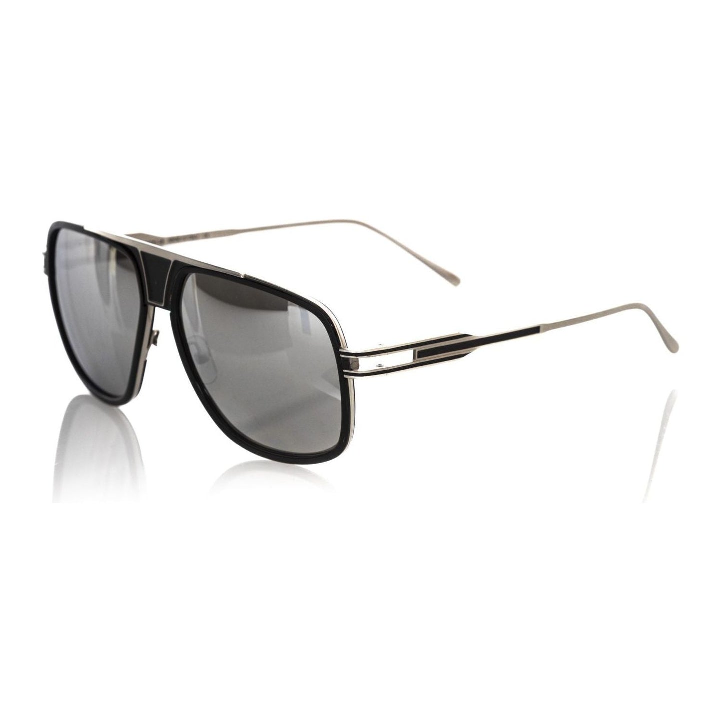 Frankie Morello Black Metallic Men Sunglasses Frankie Morello Light Slate Gray