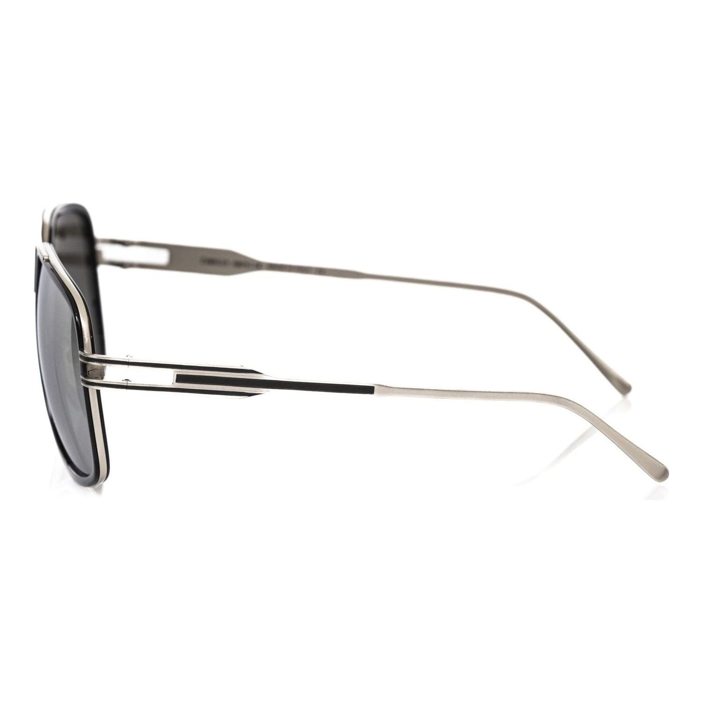 Frankie Morello Black Metallic Men Sunglasses Frankie Morello Dark Gray