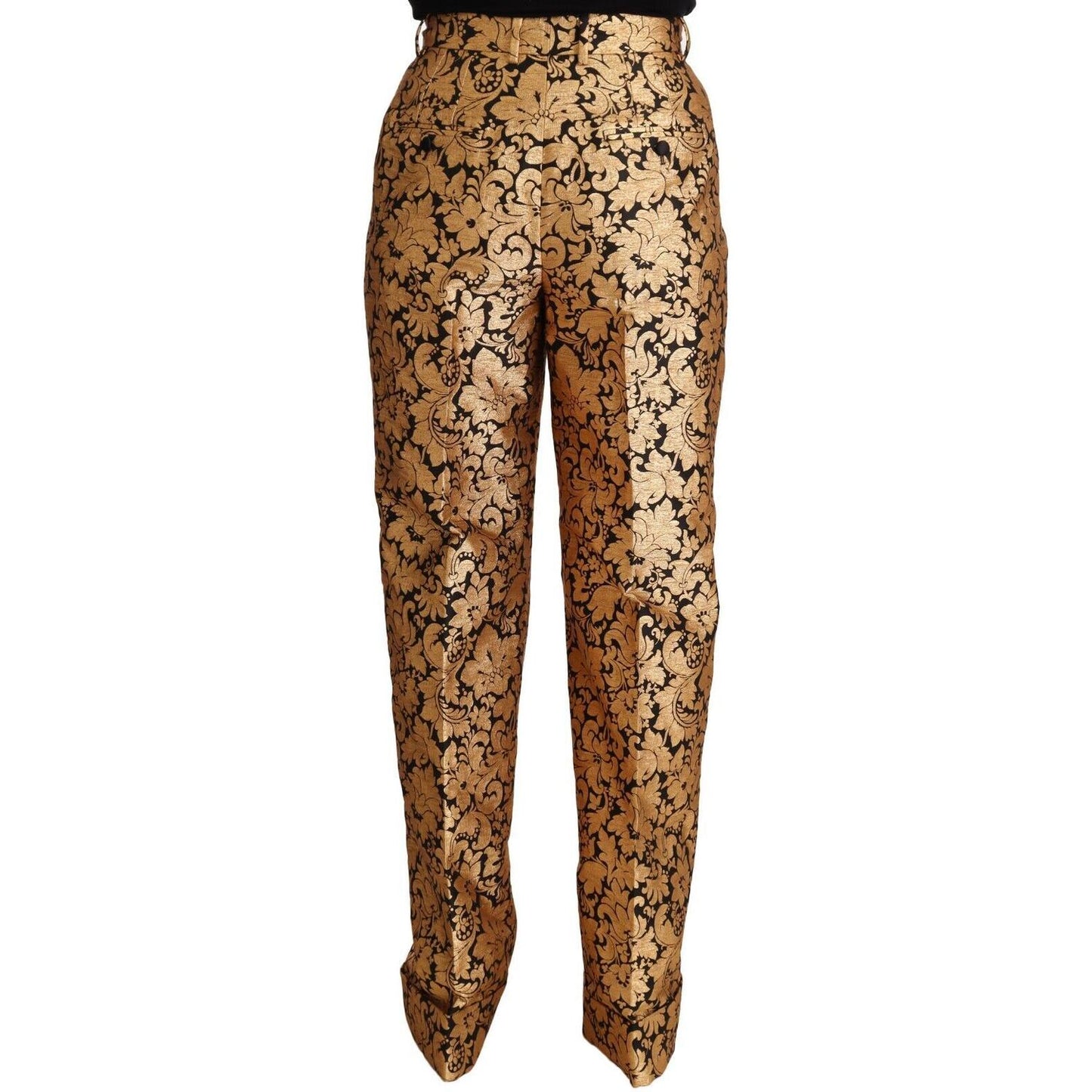 Dolce & Gabbana Elegant Floral Jacquard High Waist Trousers Jeans & Pants Dolce & Gabbana Sienna