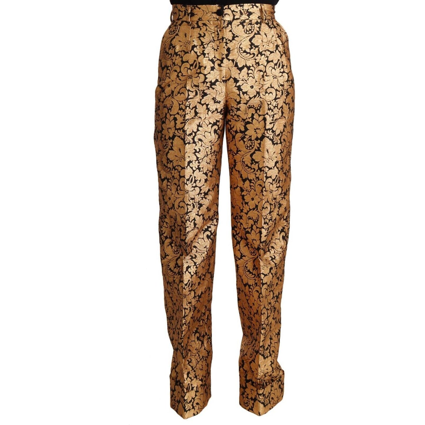 Dolce & Gabbana Elegant Floral Jacquard High Waist Trousers Jeans & Pants Dolce & Gabbana Sienna