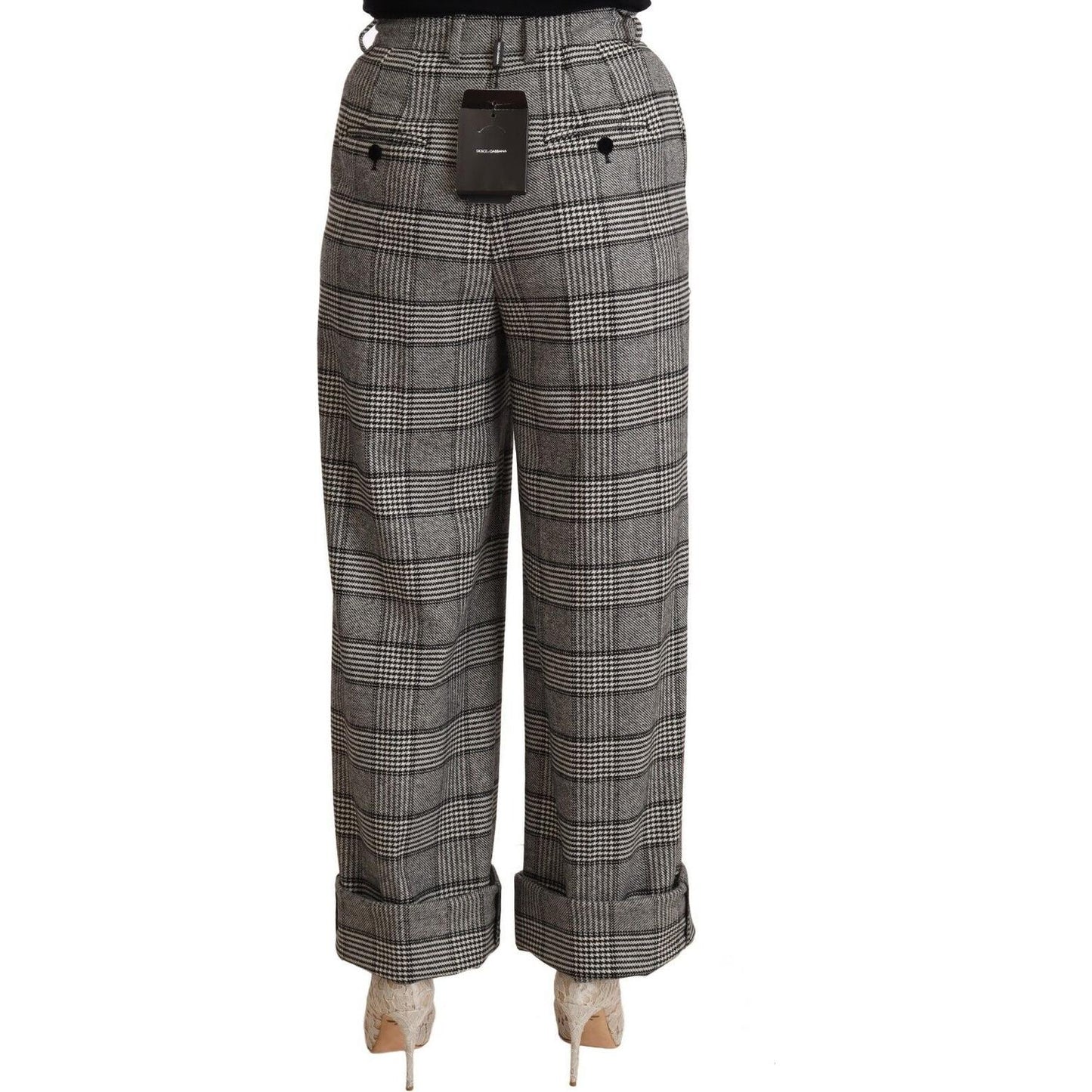 Dolce & Gabbana Elegant High Waist Straight Trousers In Grey Jeans & Pants Dolce & Gabbana Dark Slate Gray