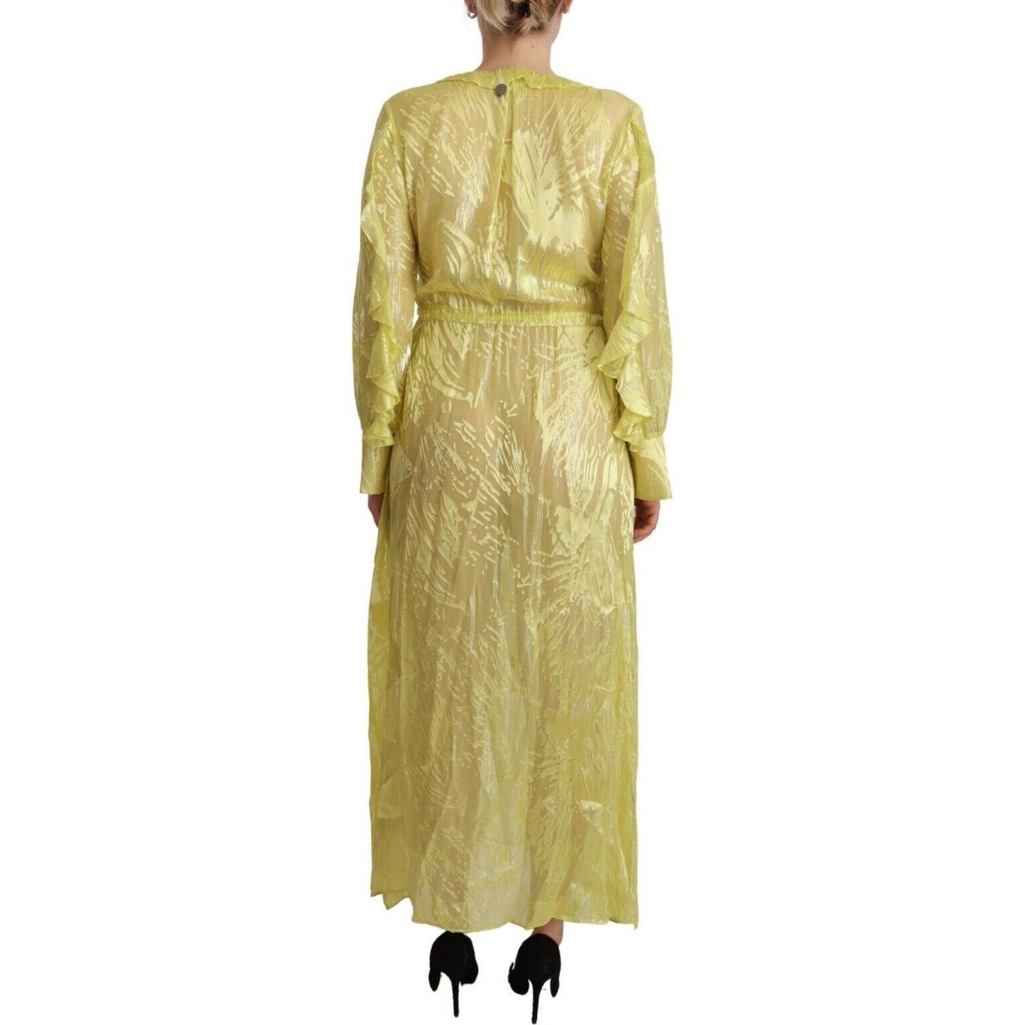 Patrizia Pepe Sunshine Silk Blend Maxi Dress - Long Sleeves & Plunge WOMAN DRESSES Patrizia Pepe Dark Khaki