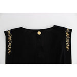 Roccobarocco Elegant Sleeveless Black Mini Dress with Gold Details Dresses Roccobarocco Lavender