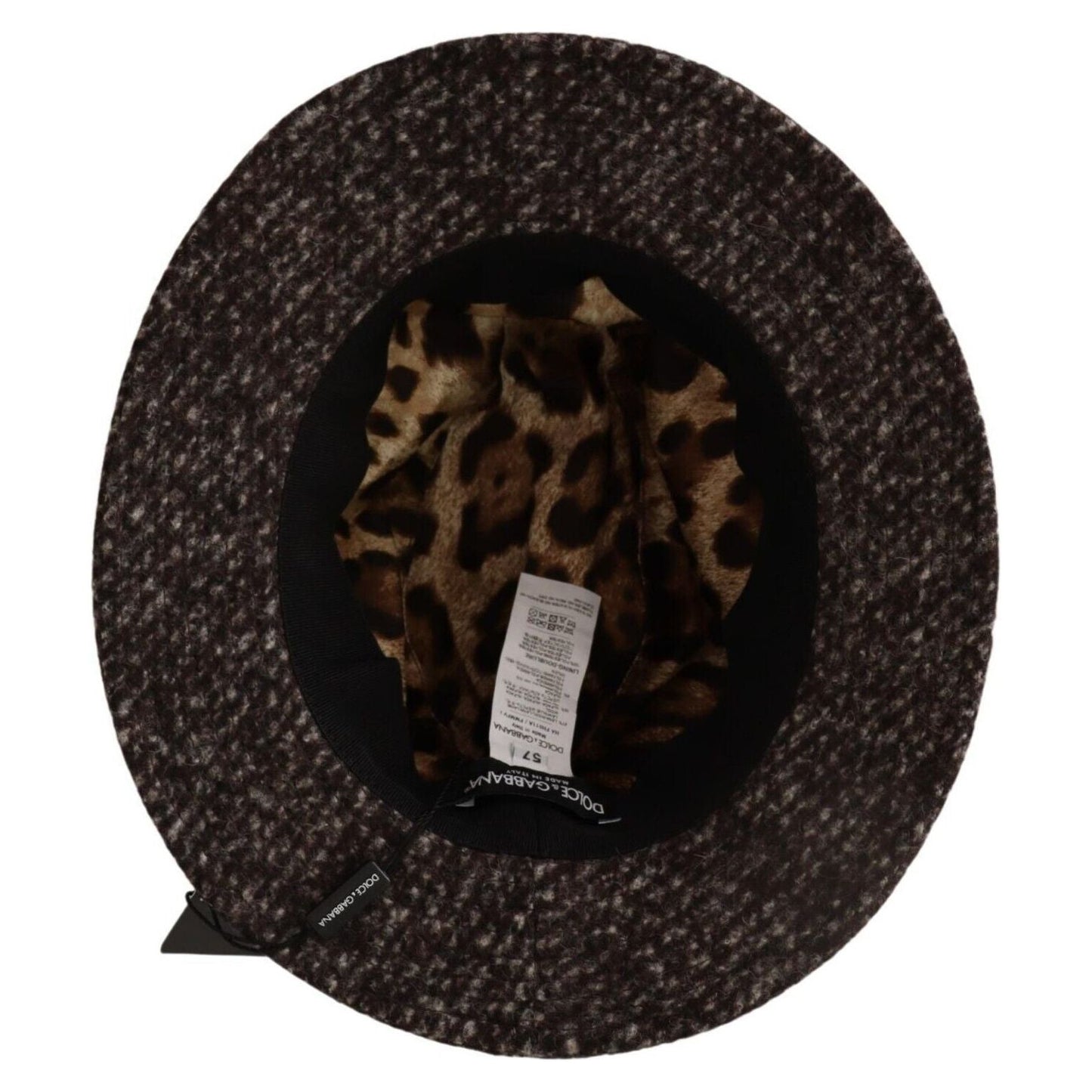 Dolce & Gabbana Elegant Gray Tweed Wide Brim Hat Dolce & Gabbana Black
