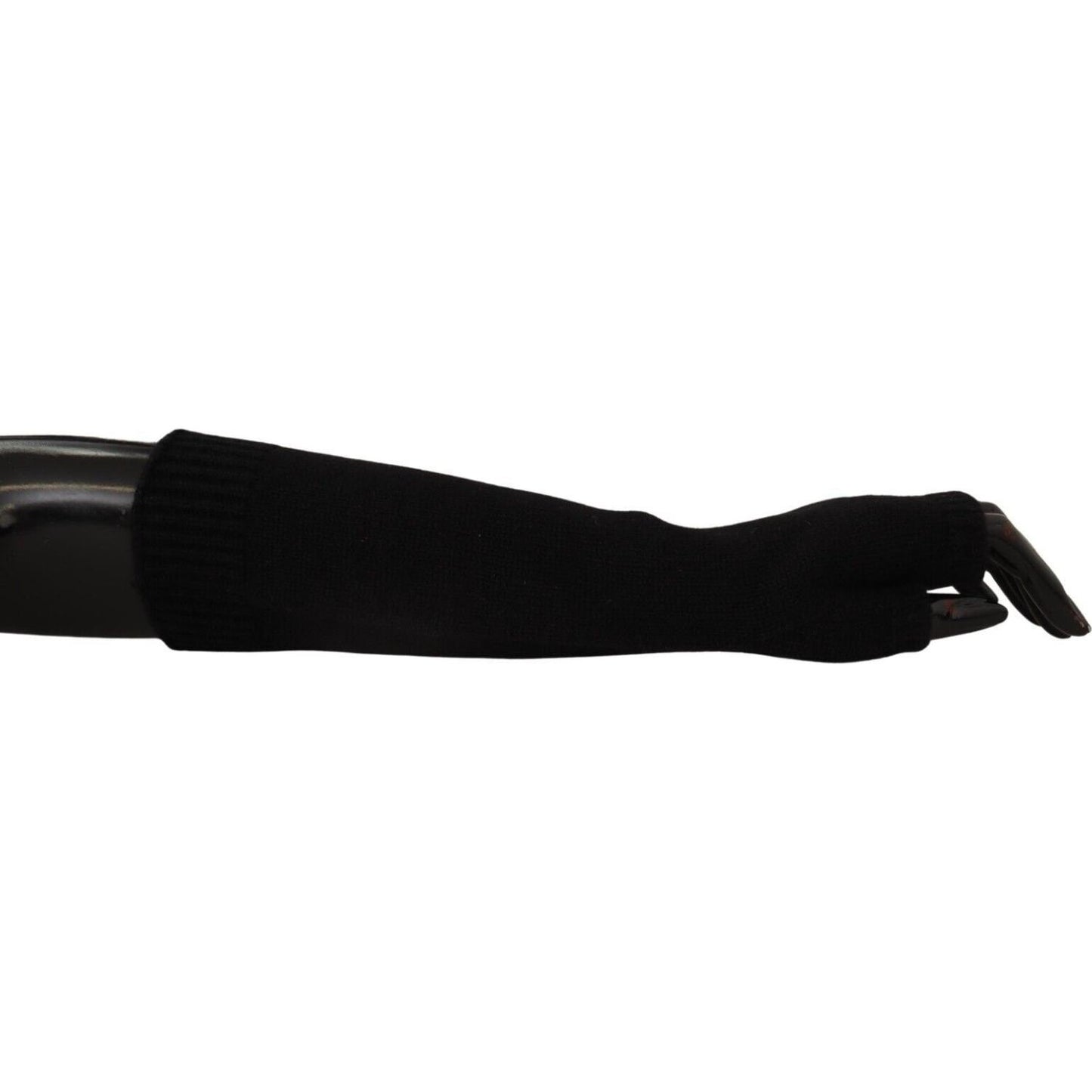 Dolce & Gabbana Elegant Black Cashmere Fingerless Gloves Dolce & Gabbana Black
