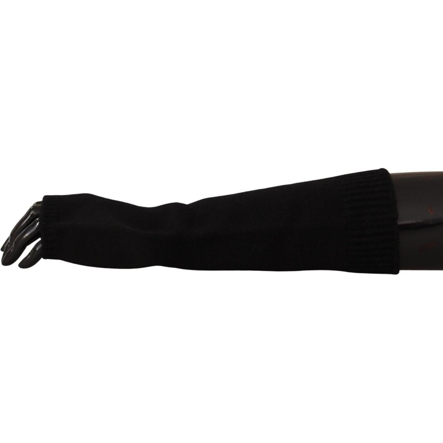 Dolce & Gabbana Elegant Black Cashmere Fingerless Gloves Dolce & Gabbana Black