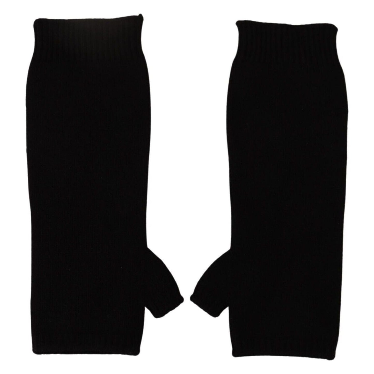 Dolce & Gabbana Elegant Black Cashmere Fingerless Gloves Dolce & Gabbana Black