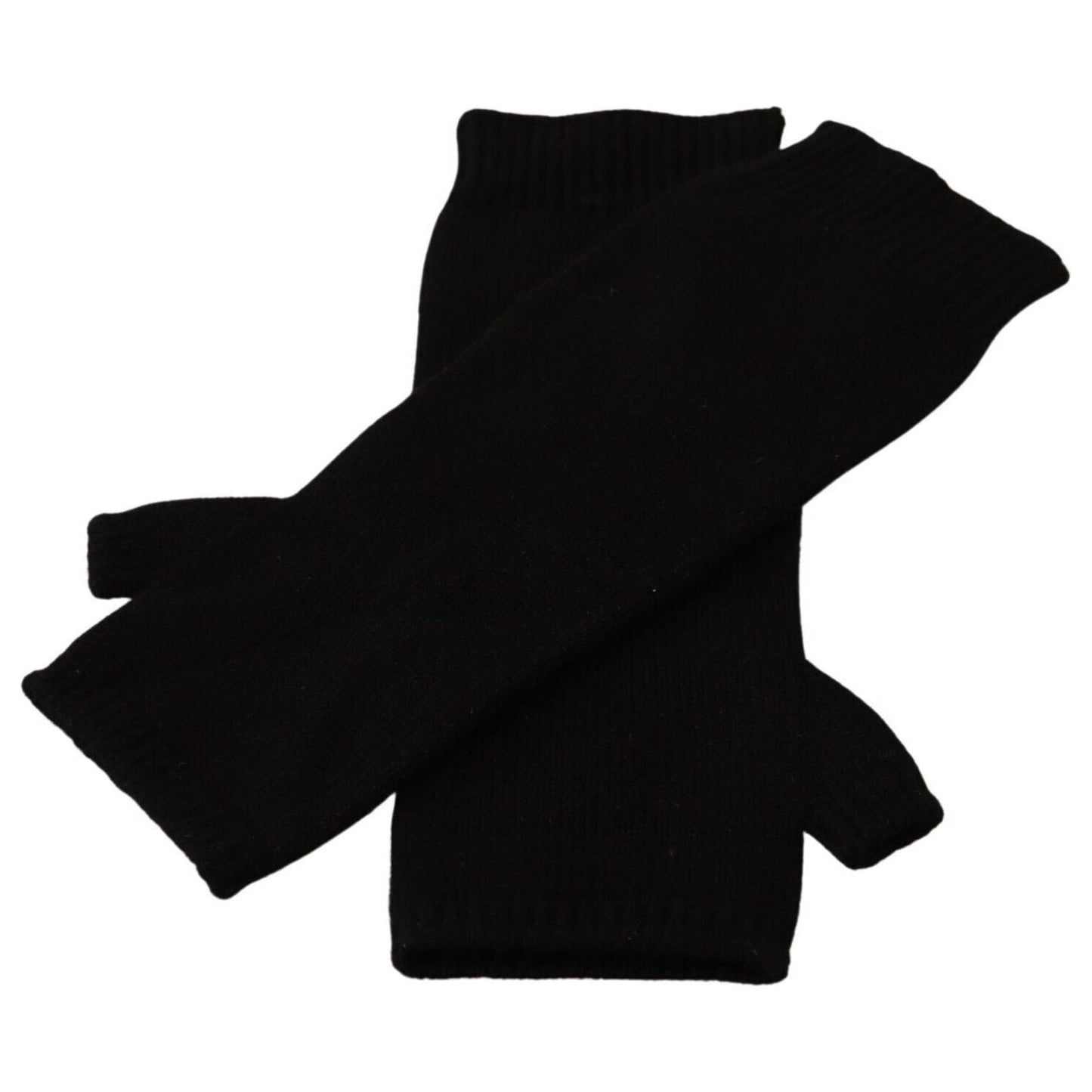 Dolce & Gabbana Elegant Black Cashmere Fingerless Gloves Dolce & Gabbana Black