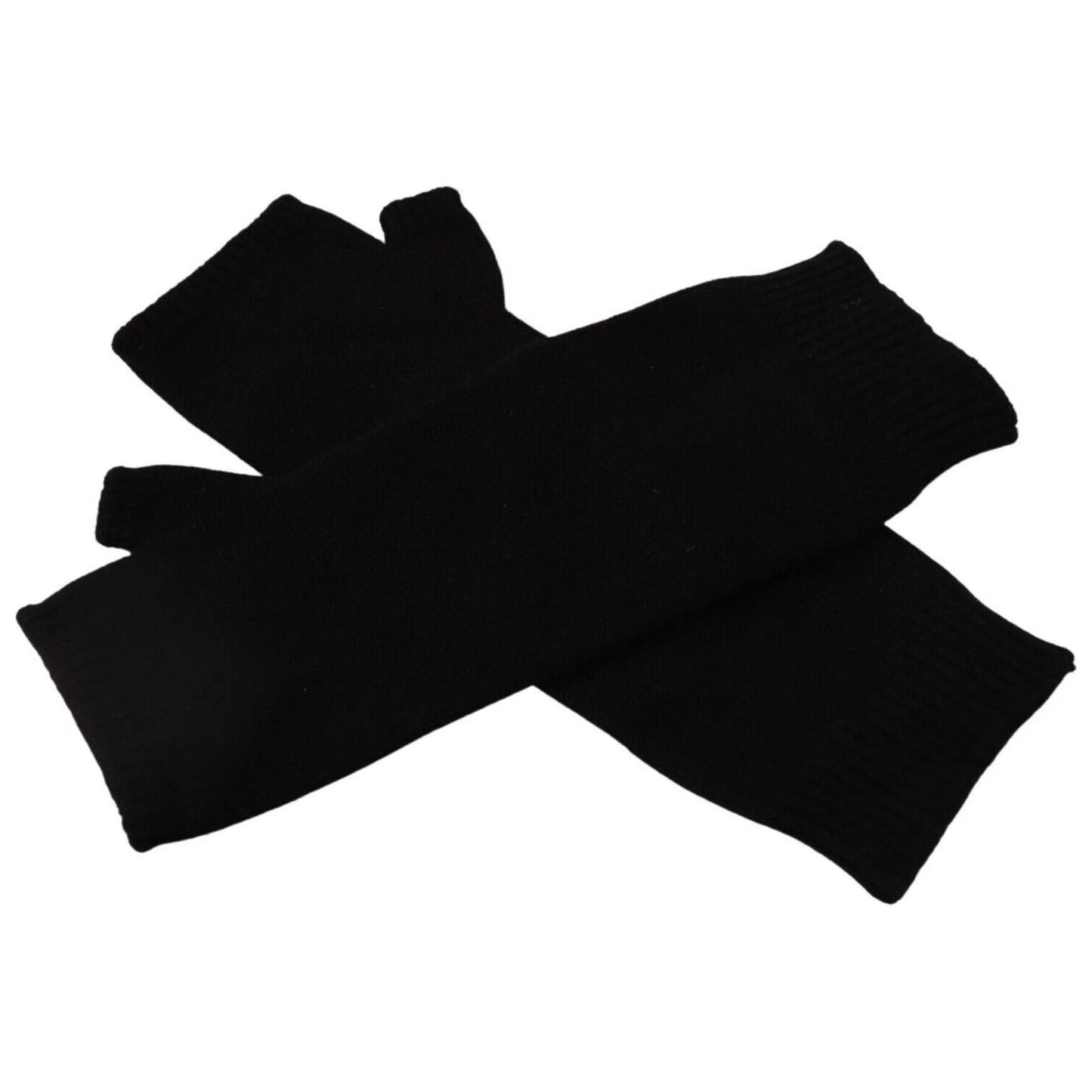 Dolce & Gabbana Elegant Black Cashmere Fingerless Gloves Dolce & Gabbana Black