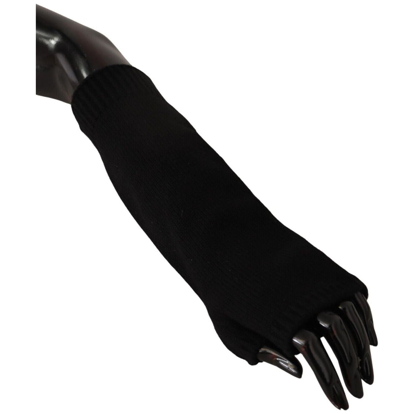Dolce & Gabbana Elegant Black Cashmere Fingerless Gloves Dolce & Gabbana Black