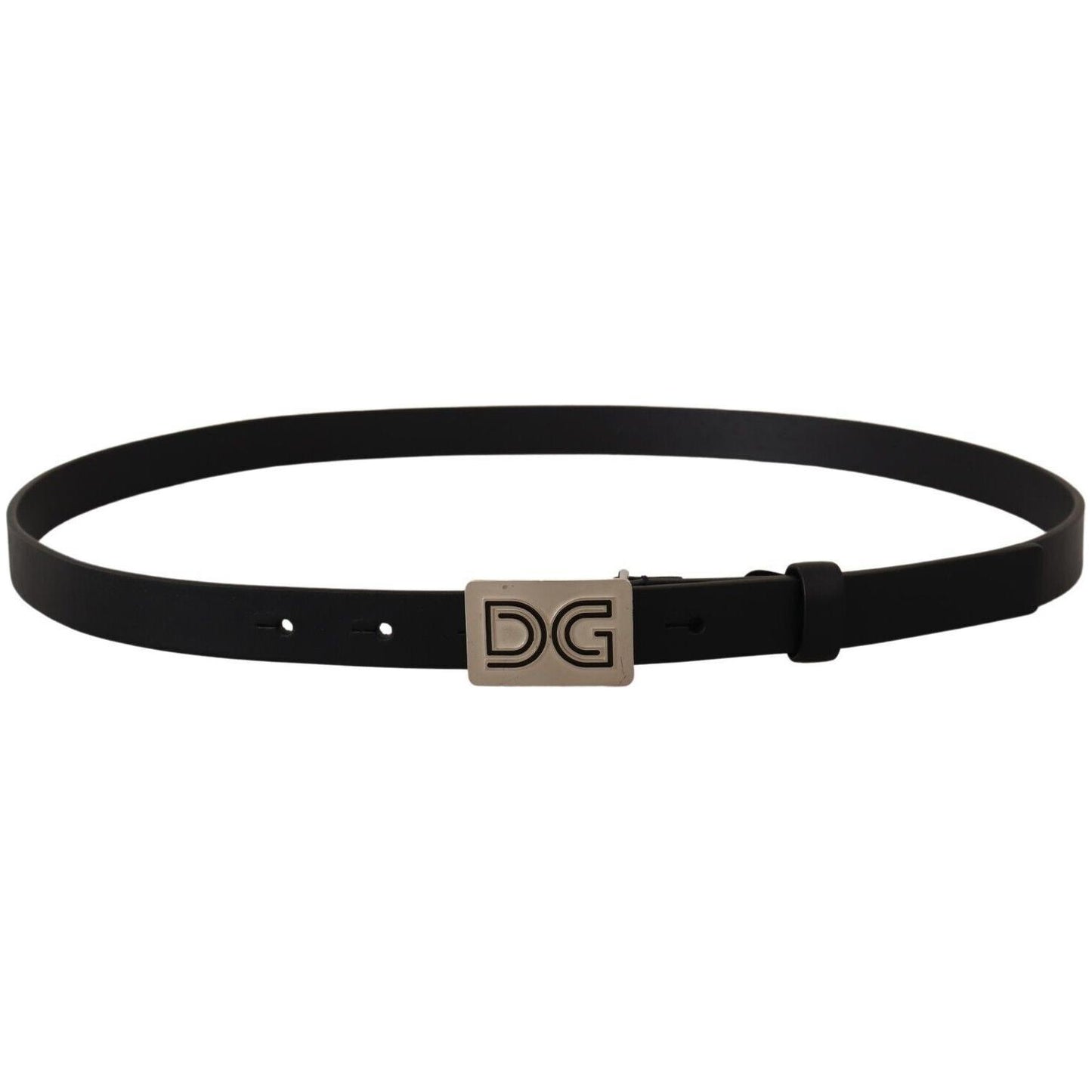 Dolce & Gabbana Elegant Black Leather Belt with Silver Buckle Dolce & Gabbana Black