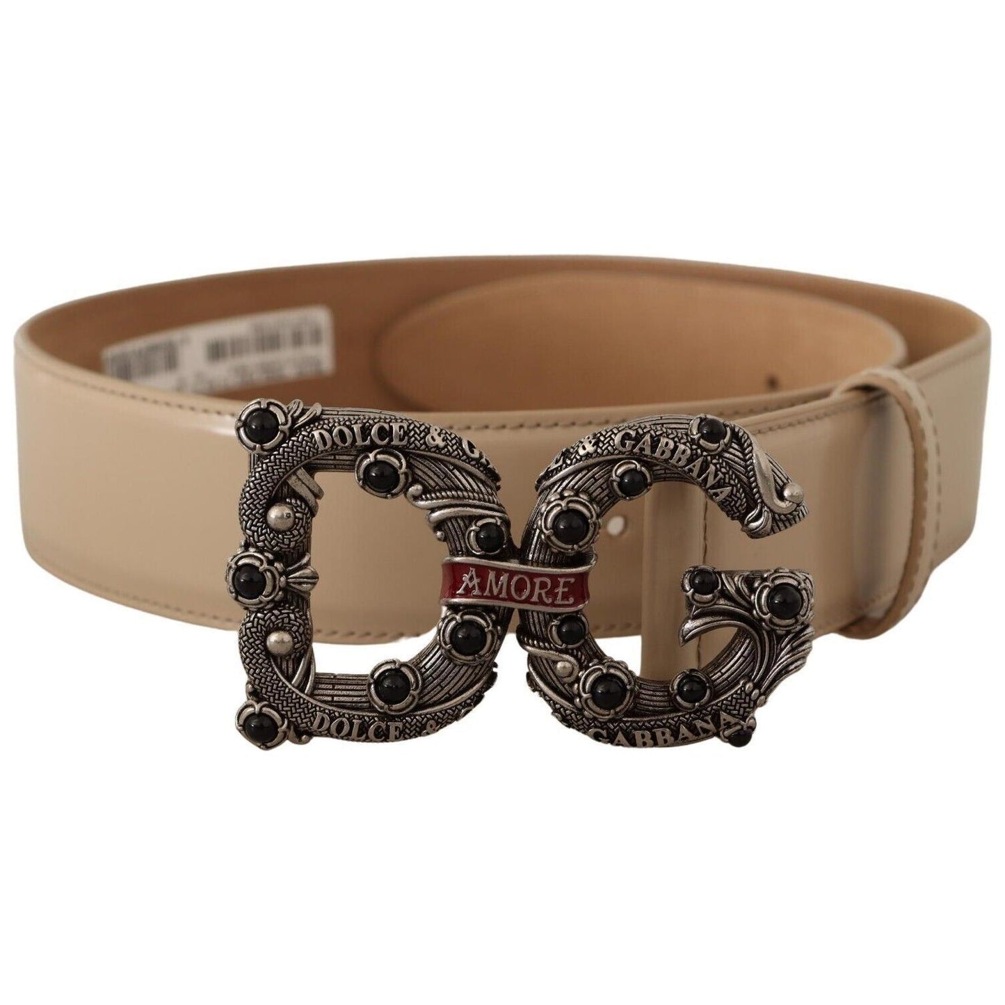 Dolce & Gabbana Vintage-Brass Logo Pearl Embellished Belt WOMAN BELTS Dolce & Gabbana Dim Gray