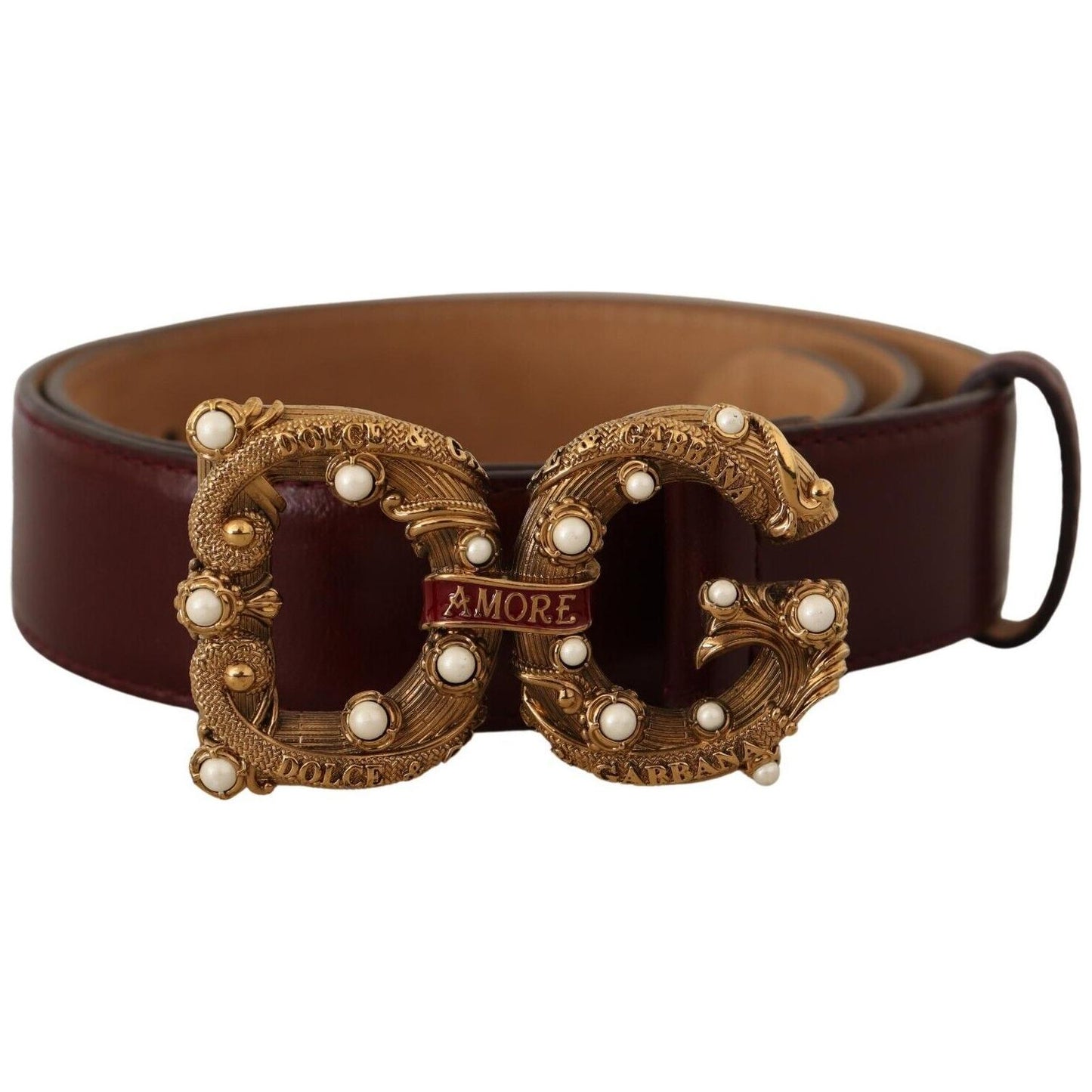 Dolce & Gabbana Elegant Bordeaux Leather Amore Belt Dolce & Gabbana Dark Slate Gray