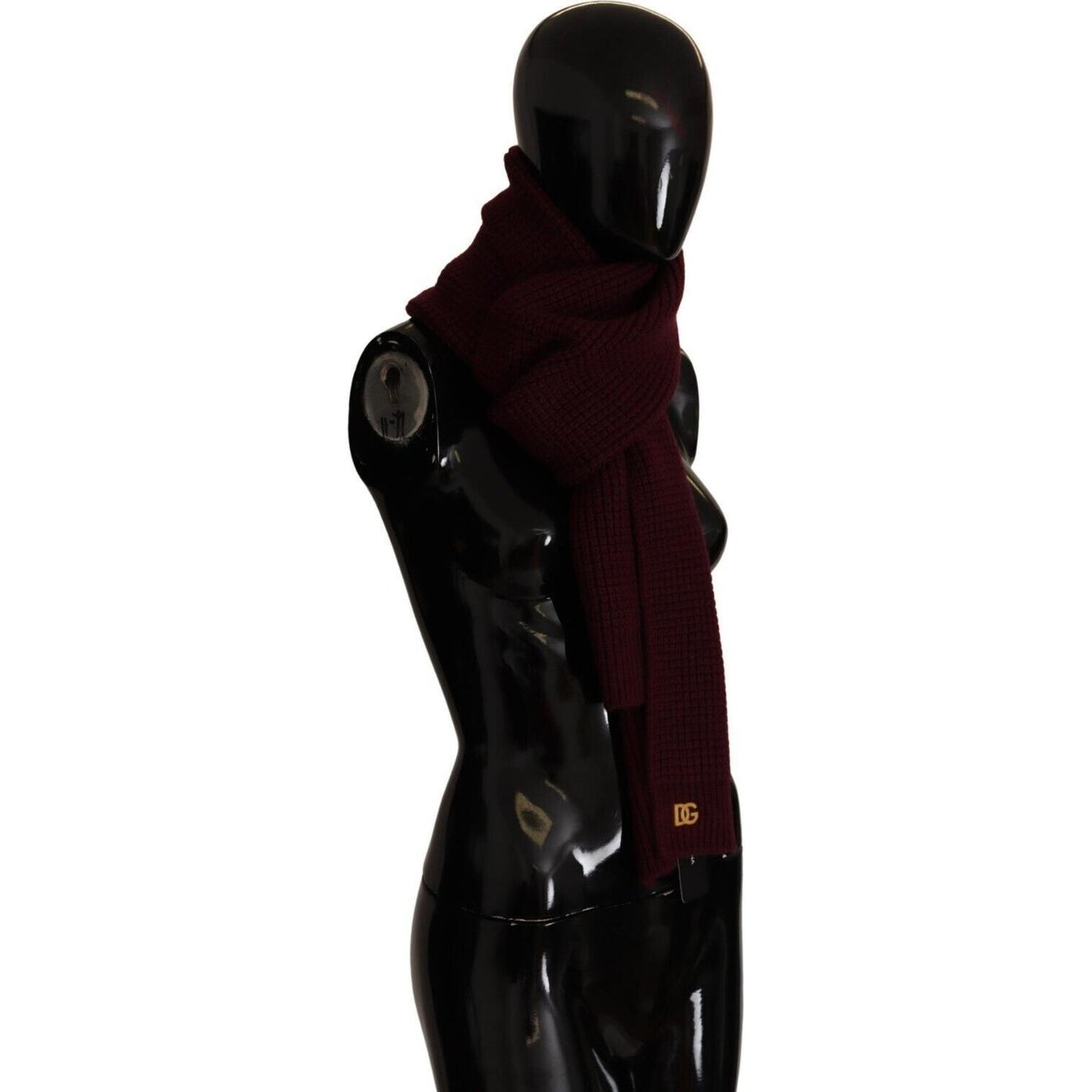 Dolce & Gabbana Elegant Cashmere Knit Scarf in Dark Red Dolce & Gabbana Black