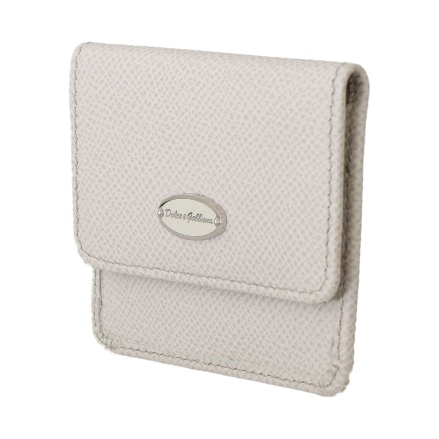 Dolce & Gabbana Chic White Leather Condom Case Wallet Dolce & Gabbana Light Gray