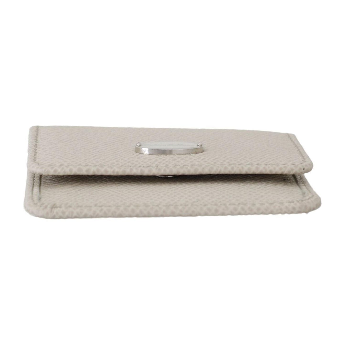 Dolce & Gabbana Chic White Leather Condom Case Wallet Dolce & Gabbana Gray