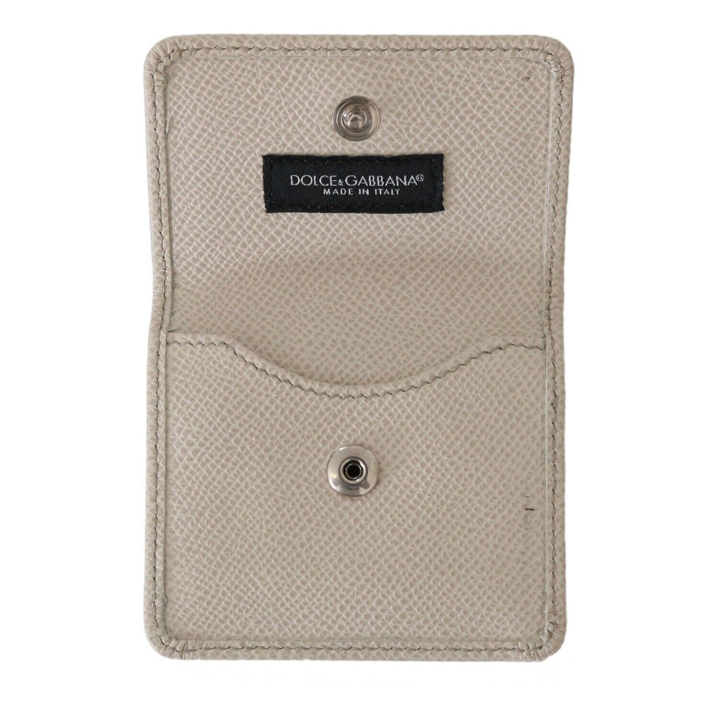 Dolce & Gabbana Chic White Leather Condom Case Wallet Dolce & Gabbana Dark Gray