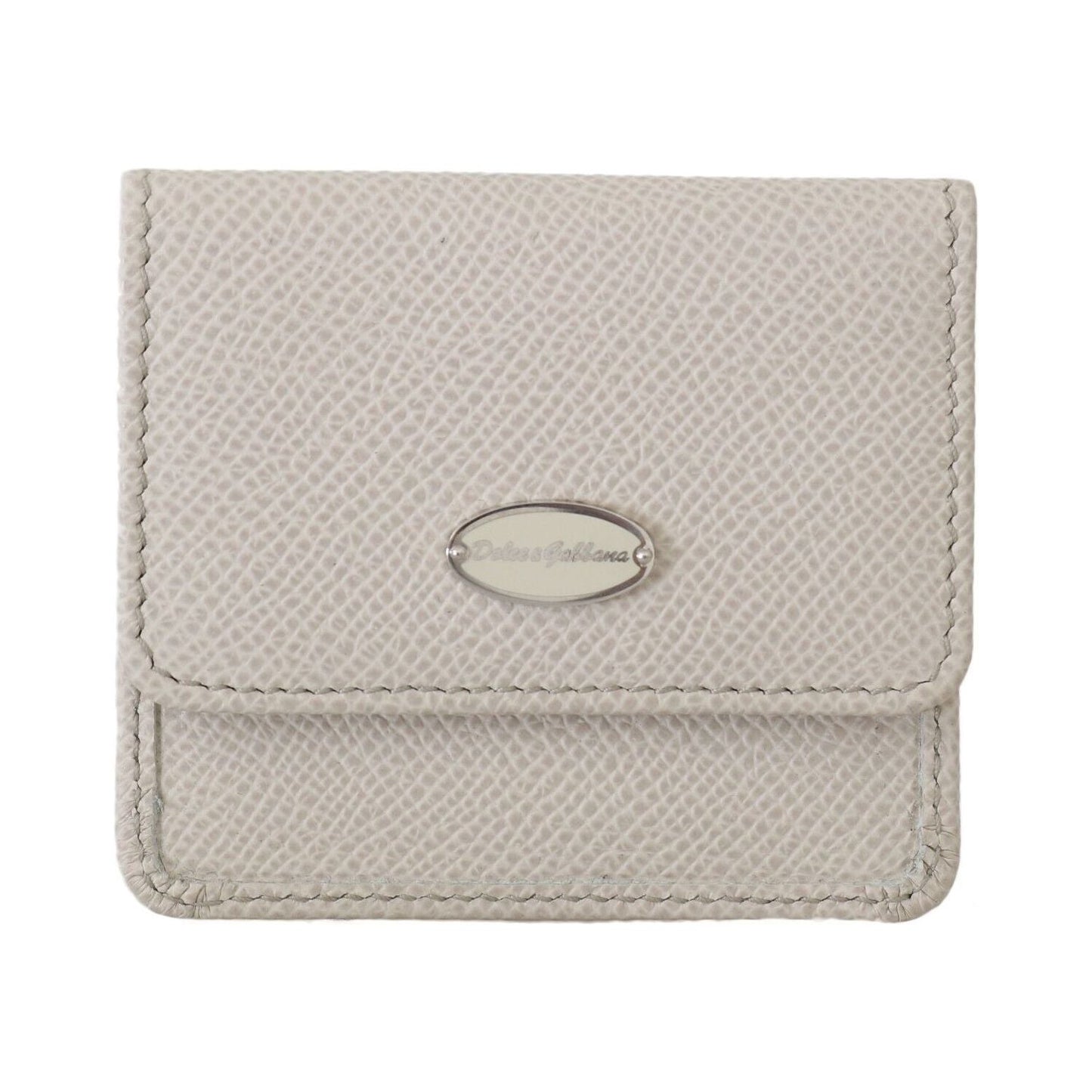 Dolce & Gabbana Chic White Leather Condom Case Wallet Dolce & Gabbana Gray