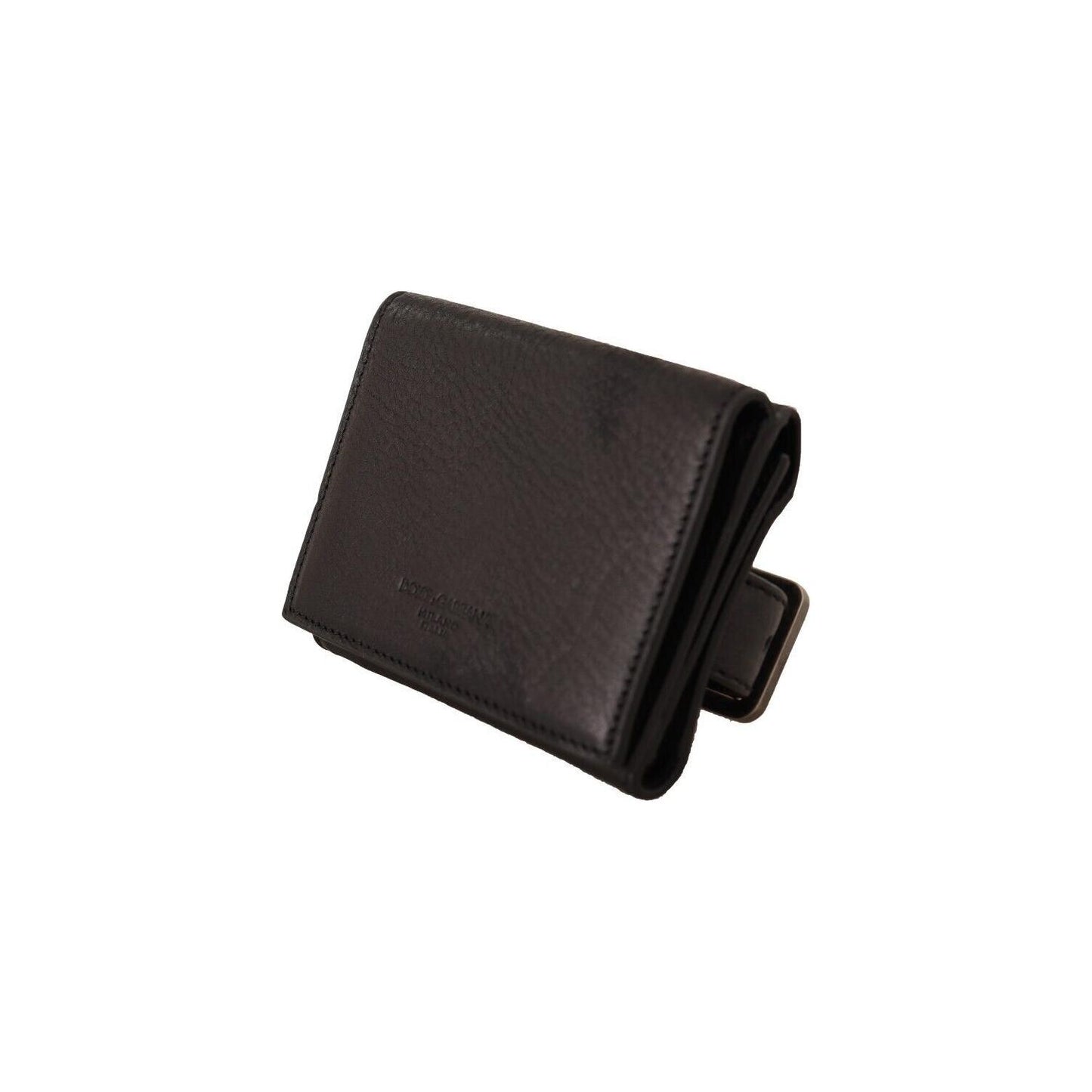 Dolce & Gabbana Elegant Black Leather Trifold Multi Kit Dolce & Gabbana Dark Slate Gray