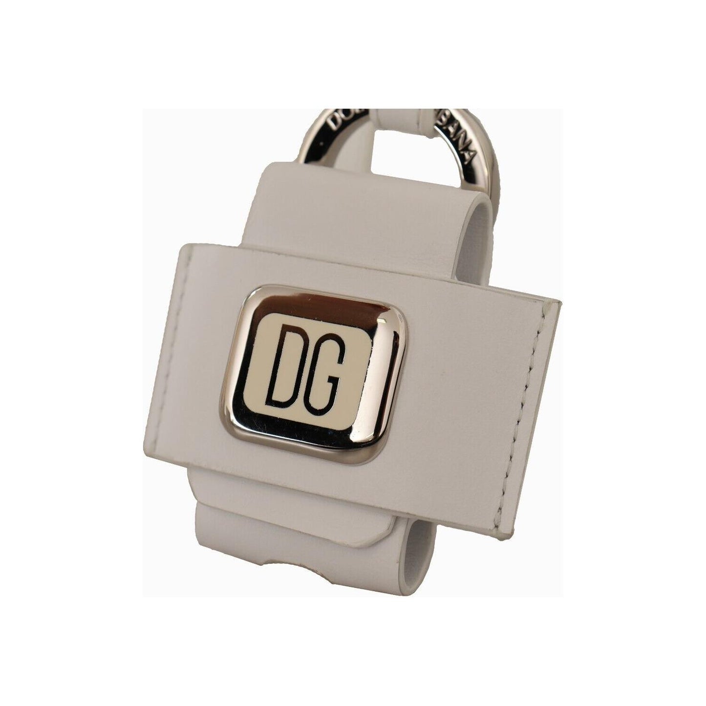 Dolce & Gabbana Elegant Leather Airpods Case in Pristine White FASHION ACCESSORIES Dolce & Gabbana Dark Gray