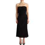 Dolce & Gabbana Black Silk Stretch Strapless Sheath Midi Dress DR28252 - 40