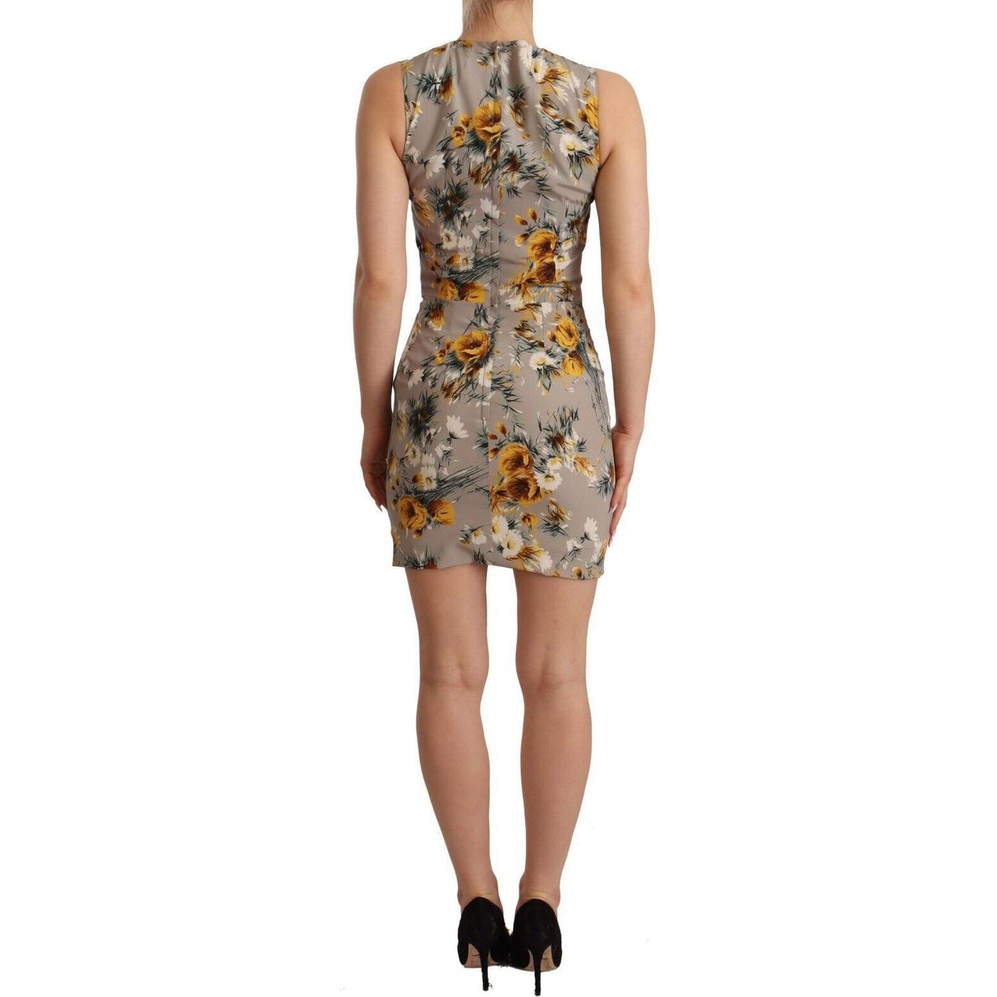 Dolce & Gabbana Elegant Floral Sheath Mini Dress Dolce & Gabbana Rosy Brown