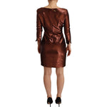 GF Ferre Elegant Bronze Sheath Mini Dress with Square Neck GF Ferre Black