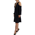 Twinset Black Long Sleeves Open Shoulder A-line Dress DR28453 - 40