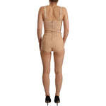 Dolce & Gabbana Beige Lace Panel Stretch Bodysuit Dolce & Gabbana Rosy Brown