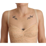 Dolce & Gabbana Beige Lace Panel Stretch Bodysuit Dolce & Gabbana Rosy Brown
