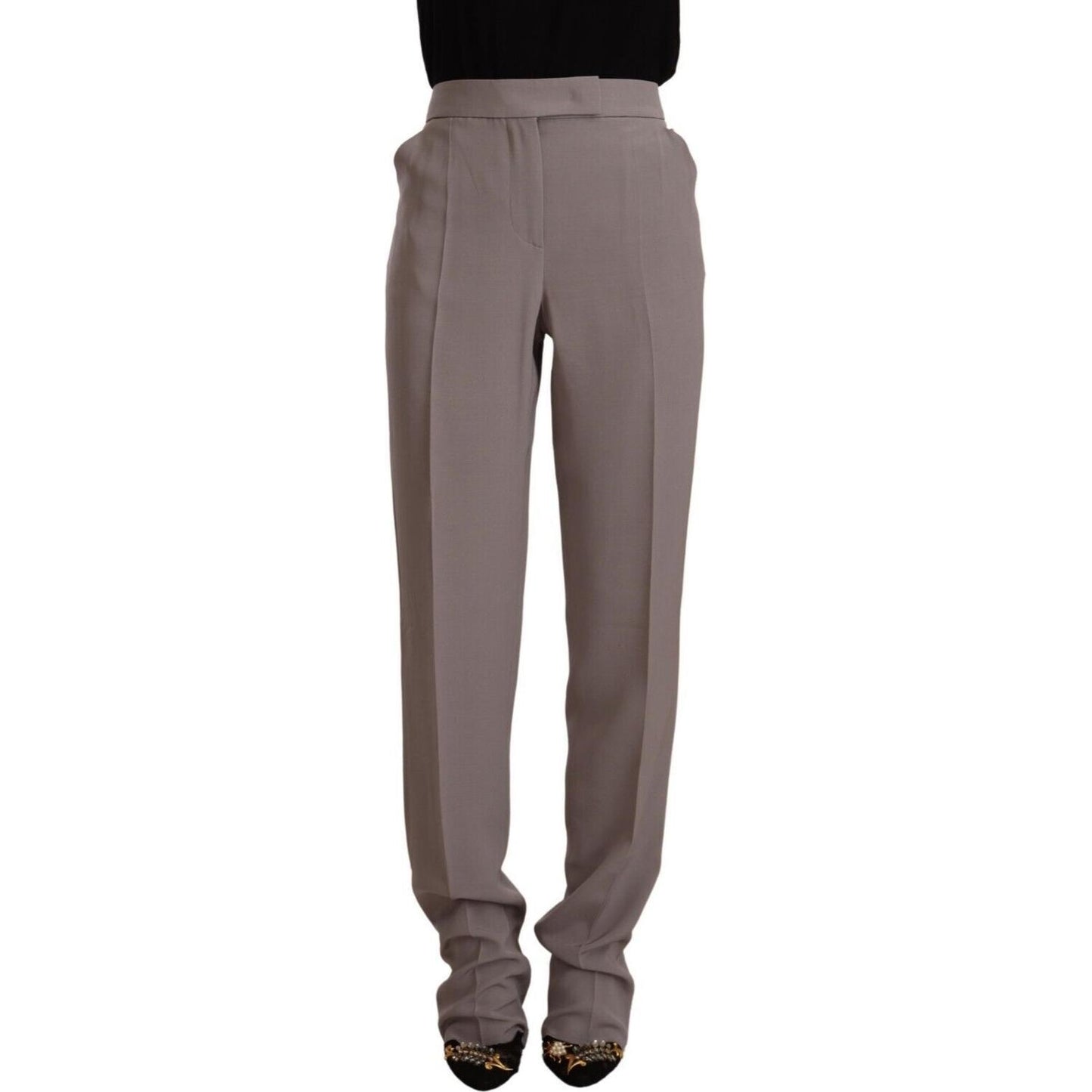 Armani Elegant High Waist Silk Blend Trousers Armani Dim Gray